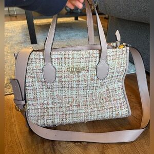 GUESS Pink Tweed Satchel Bag